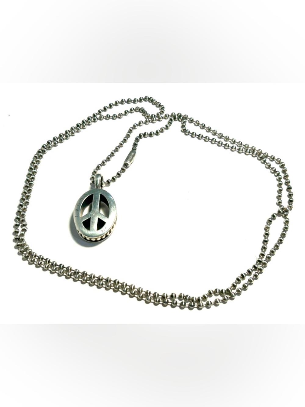 Lagos Silver Peace Sign Pendant Necklace